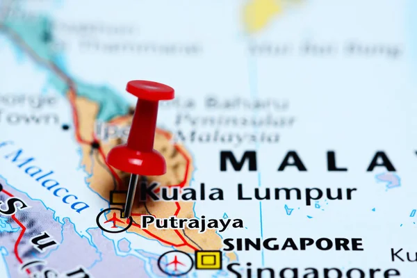Putrajaya pinned on a map of Malaysia