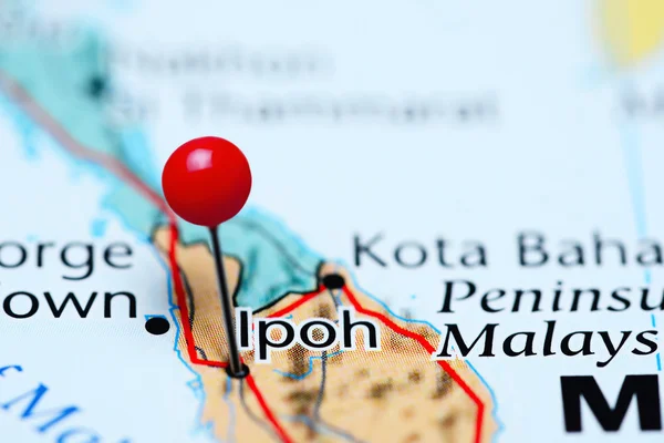 Ipoh pinned on a map of Malaysia