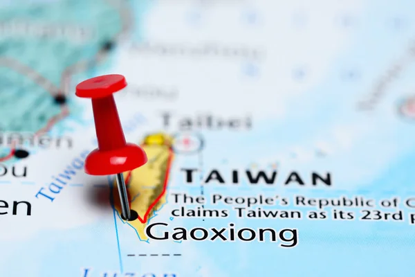 Gaoxiong pinned on a map of Taiwan