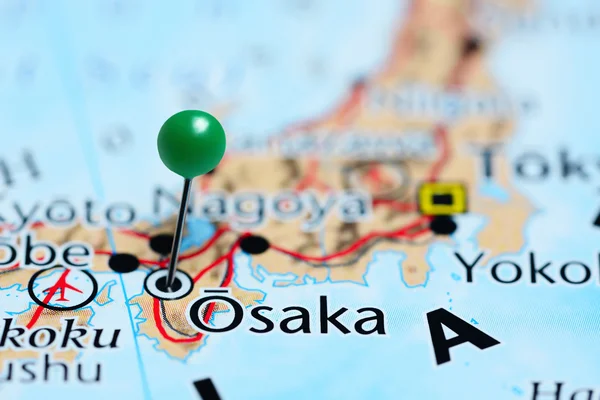 Osaka pinned on a map of Japan