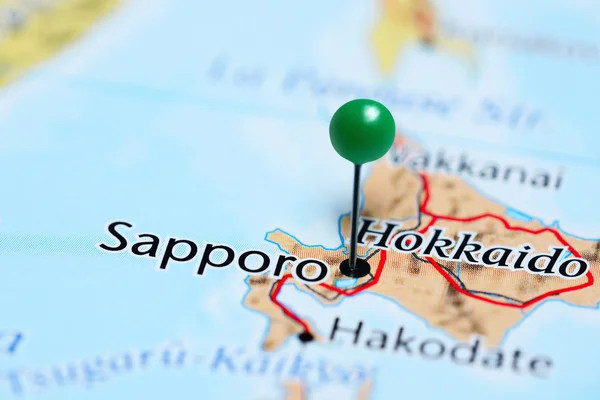 Sapporo pinned on a map of Japan