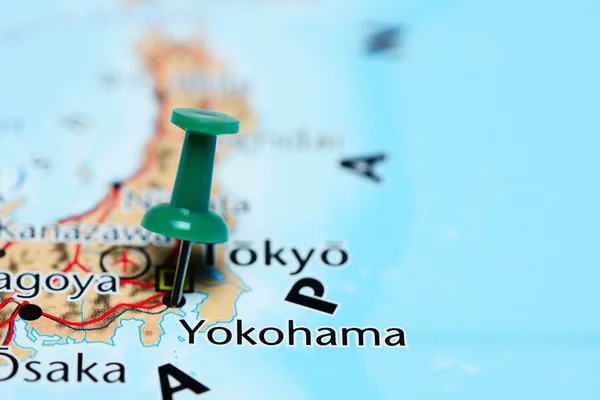 Yokohama pinned on a map of Japan