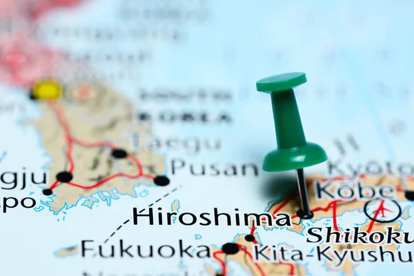 Hiroshima pinned on a map of Japan