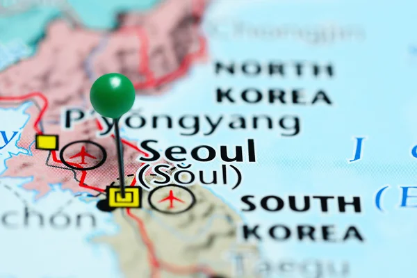 Seoul pinned on a map of South Korea