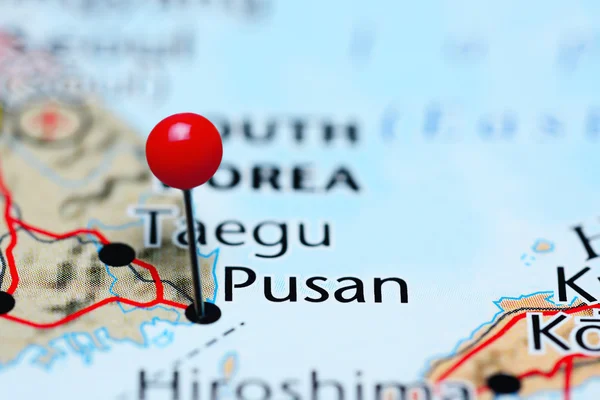 Pusan pinned on a map of South Korea