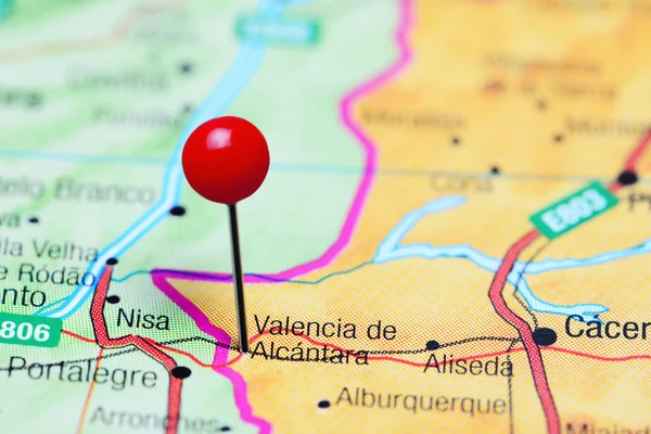 Valencia de Alcantara pinned on a map of Spain