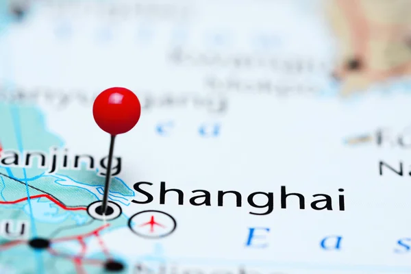 Shanghai pinned on a map of China
