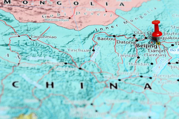 Beijing pinned on a map of China