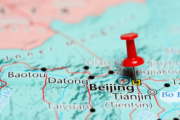 Beijing pinned on a map of China