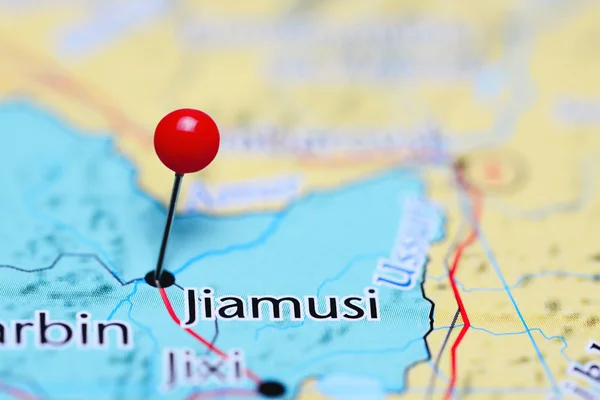 Jiamusi pinned on a map of China