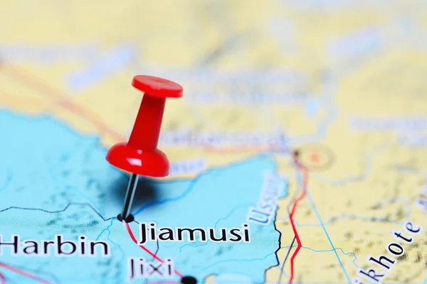 Jiamusi pinned on a map of China