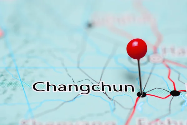 Changchun pinned on a map of China