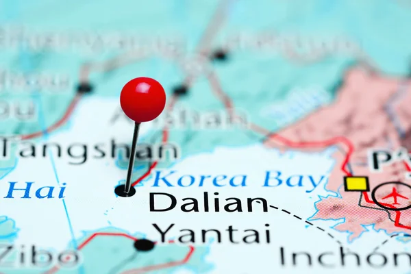 Dalian pinned on a map of China