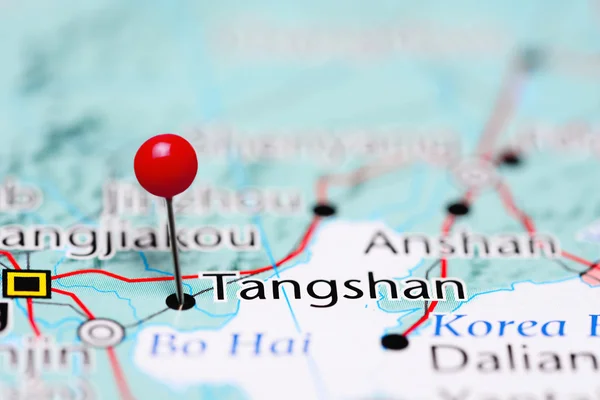 Tangshan pinned on a map of China