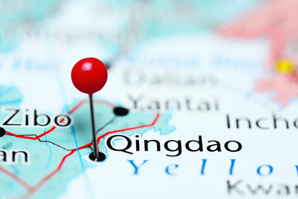 Qingdao pinned on a map of China