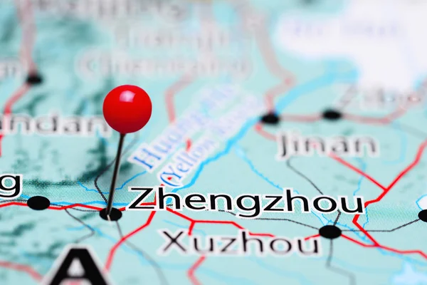 Zhengzhou pinned on a map of China