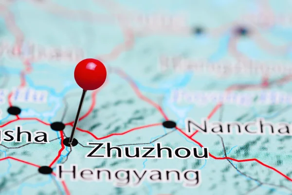 Zhuzhou pinned on a map of China