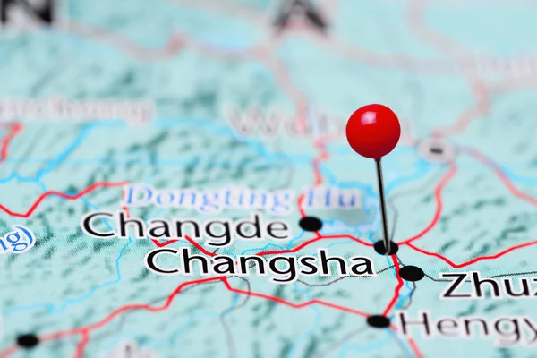 Changsha pinned on a map of China