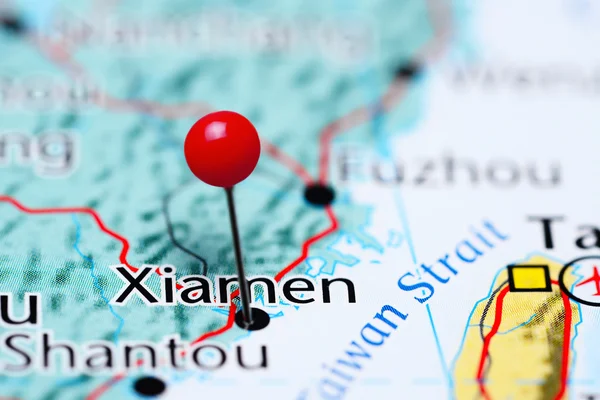 Xiamen pinned on a map of China