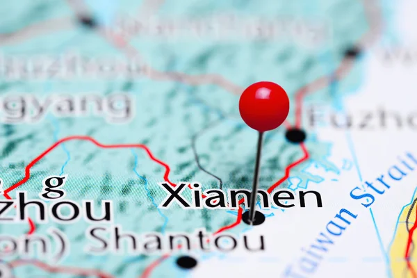 Xiamen pinned on a map of China