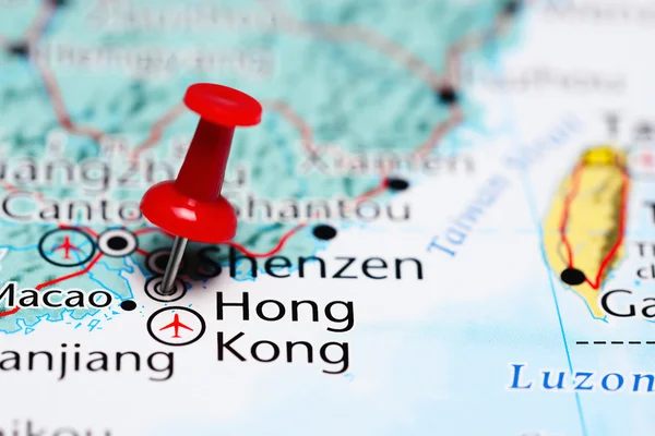 Hong Kong pinned on a map of China