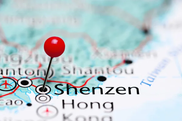 Shenzen pinned on a map of China