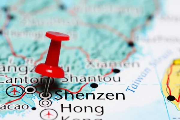 Shenzen pinned on a map of China