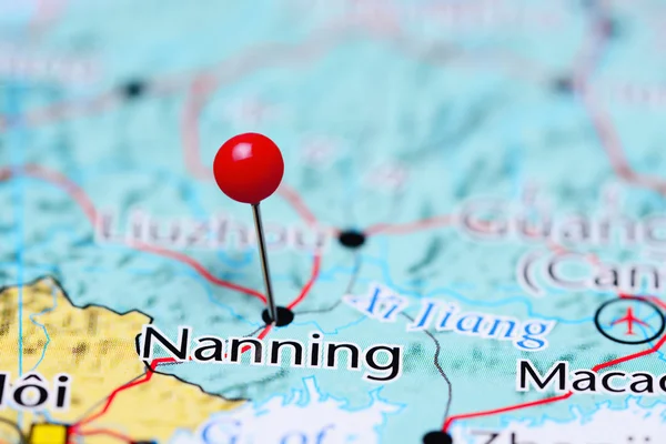 Nanning pinned on a map of China