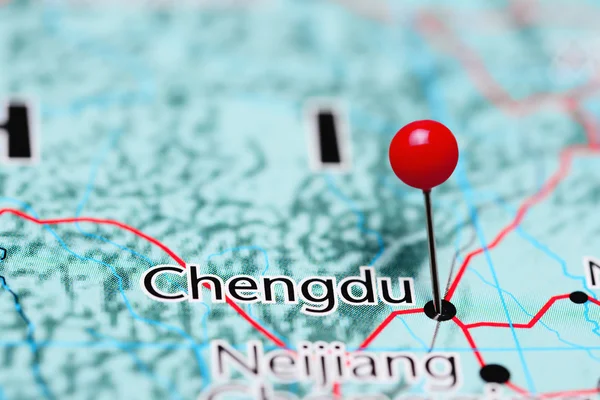 Chengdu pinned on a map of China