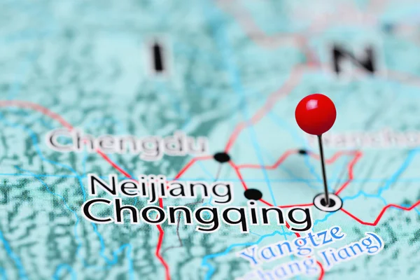 Chongqing pinned on a map of China