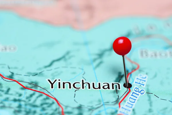 Yinchuan pinned on a map of China