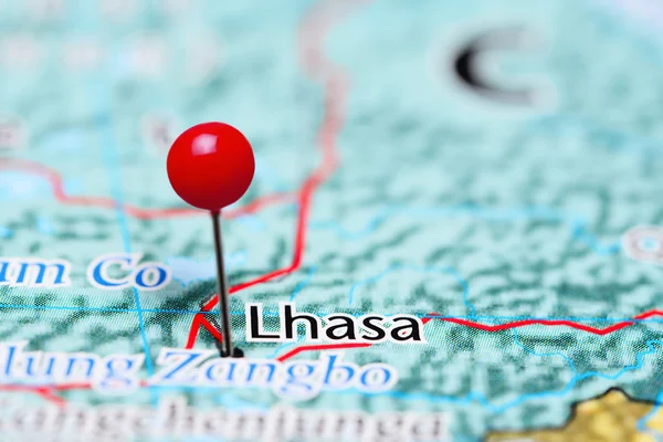 Lhasa pinned on a map of China