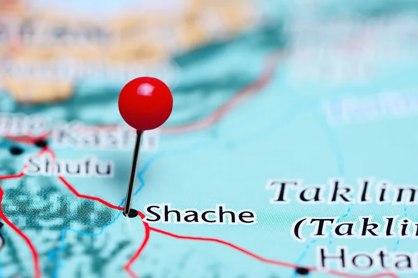 Shache pinned on a map of China