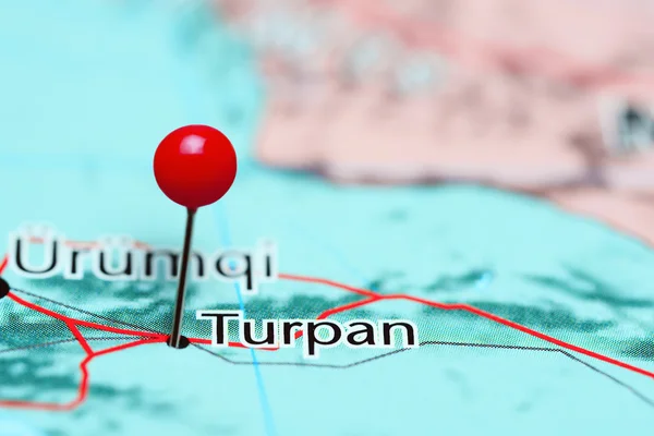 Turpan pinned on a map of China