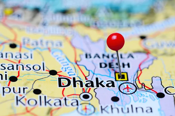 Dhaka pinned on a map of Bangladesh