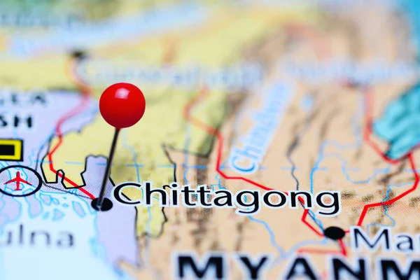 Chittagong pinned on a map of Bangladesh