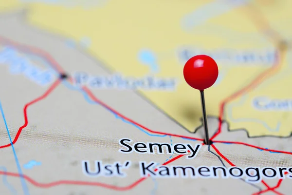 Semey pinned on a map of Kazakhstan