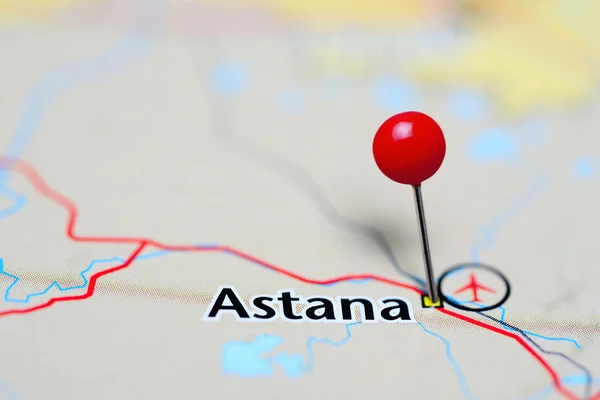 Astana pinned on a map of Kazakhstan