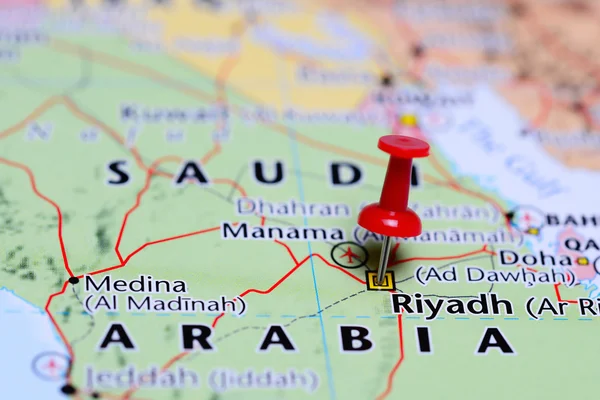 Riyadh pinned on a map of Saudi Arabia