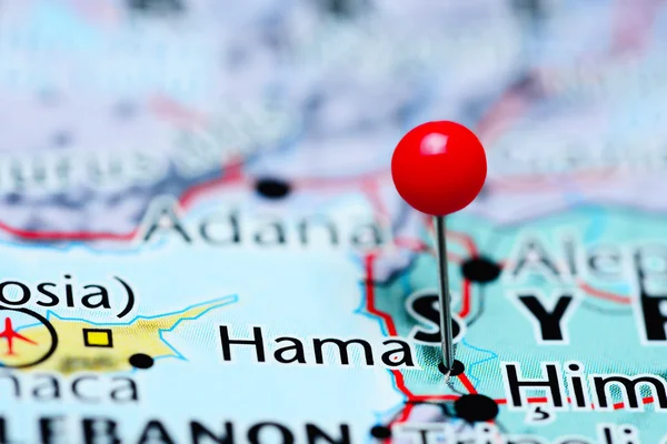 Hama pinned on a map of Syria