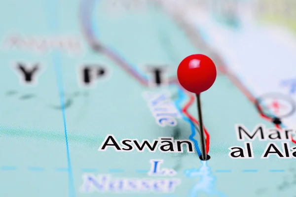 Aswan pinned on a map of Egypt
