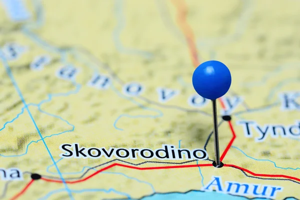 Skovorodino pinned on a map of Russia