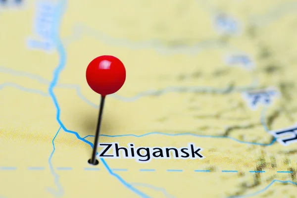 Zhigansk pinned on a map of Russia