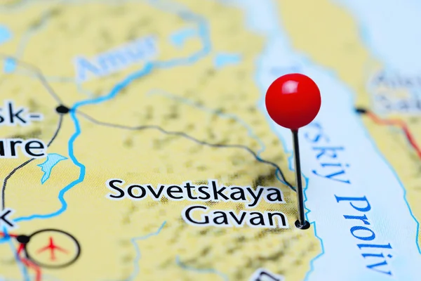 Sovetskaya Gavan pinned on a map of Russia