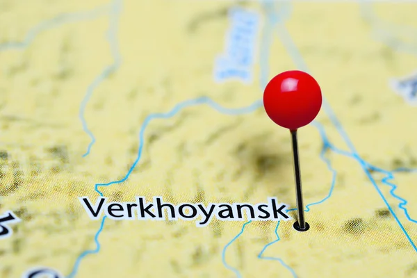 Verkhoyansk pinned on a map of Russia
