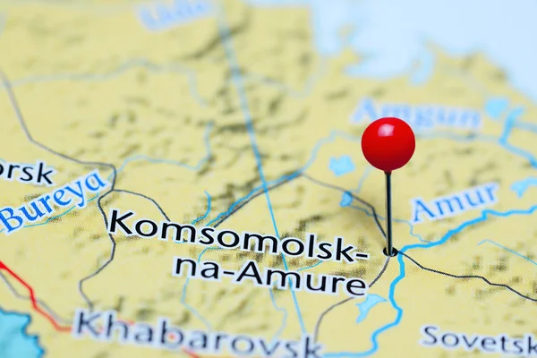 Komsomolsk-na-Amure pinned on a map of Russia