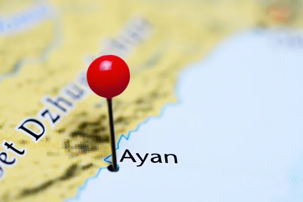 Ayan pinned on a map of Russia