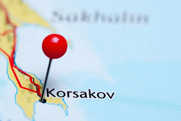 Korsakov pinned on a map of Russia
