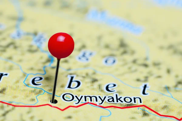 Oymyakon pinned on a map of Russia