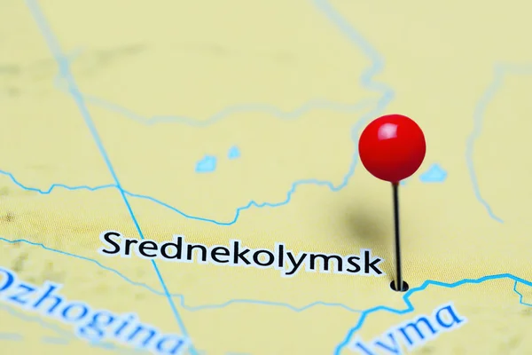 Srednekolymsk pinned on a map of Russia